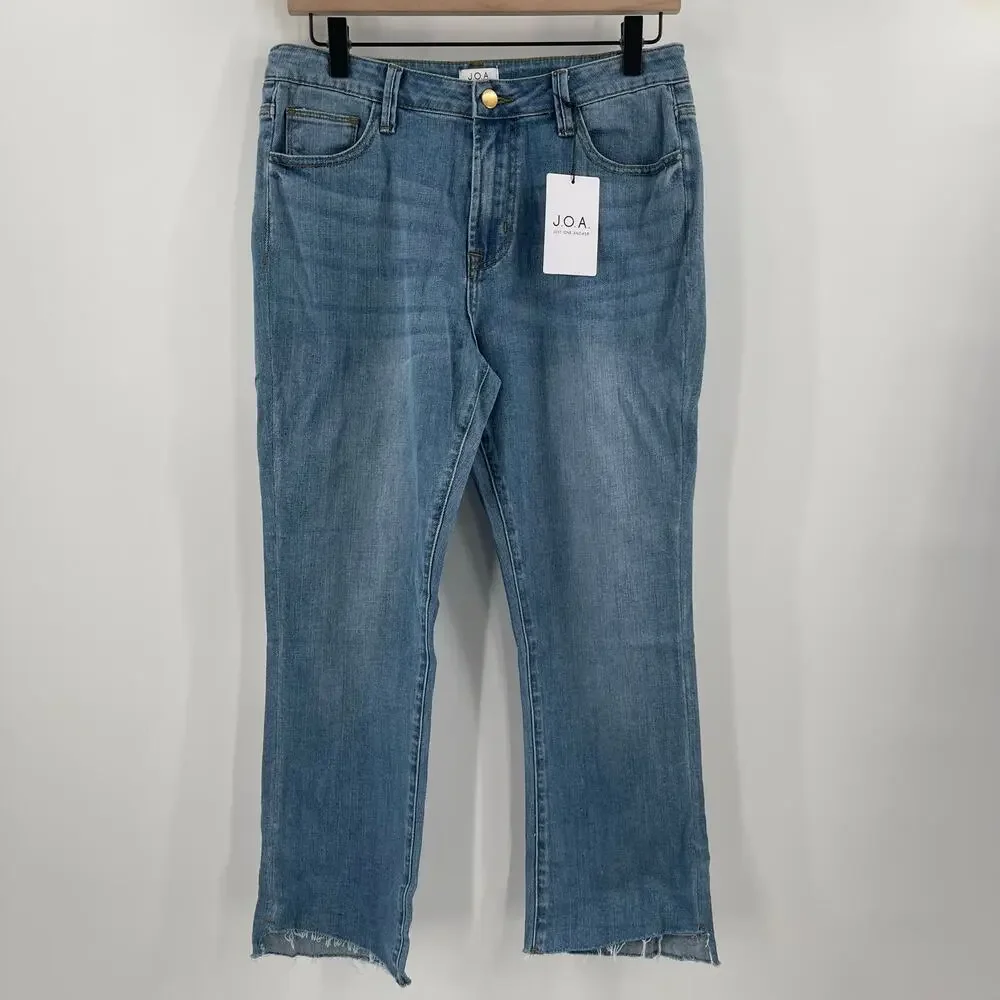 J.O.A. Jeans SZ 28 NWT Blue Denim Cutoff Cropped Cotton Stretch Just One Answer